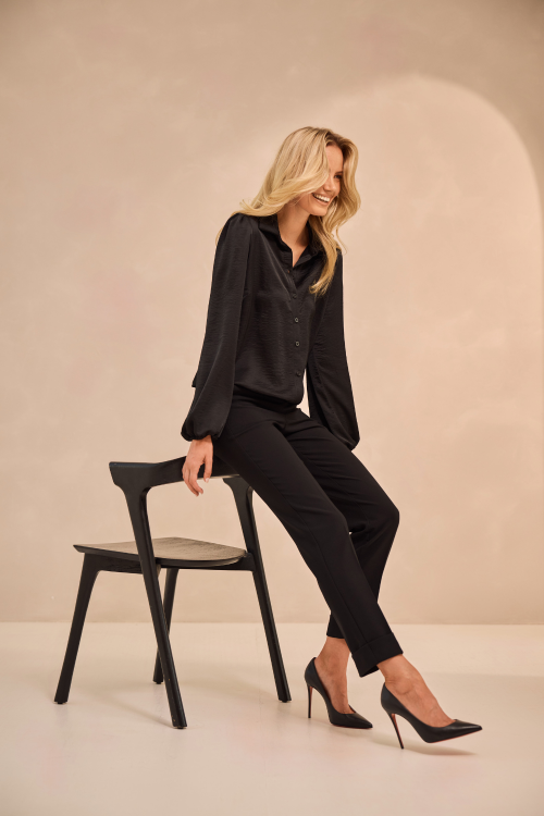 7618 - BROEK ZIGGY COMFORT  - Zwart