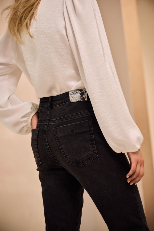 7620 - BROEK FLAIR DENIM - Black