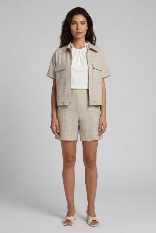 7727 - BLAZER MEL LANO LUREX - Ruit - Stone