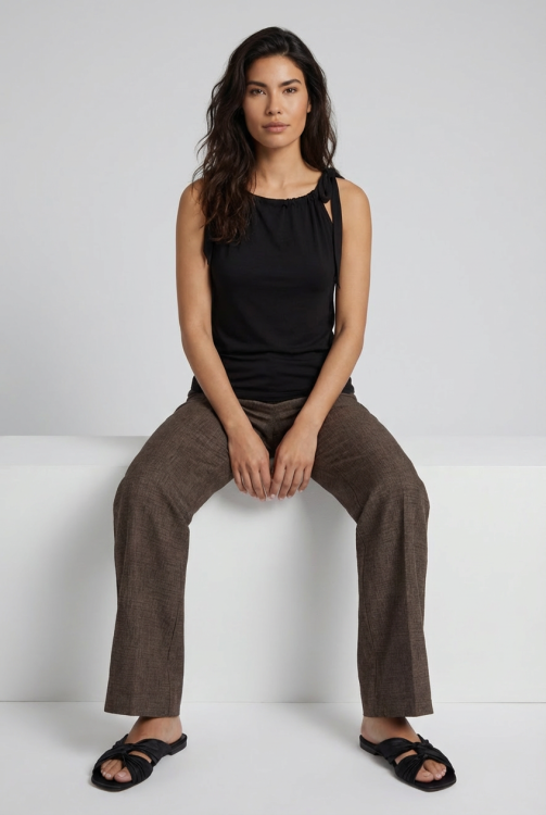 7757 - TOP HALTER SOFT - Zwart
