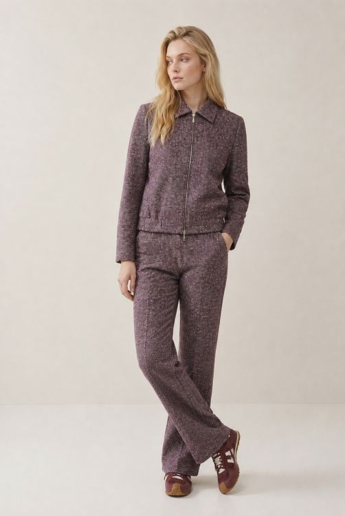 7803 - BROEK NOVA LANO LUREX - Donegal Tweet Burgundy