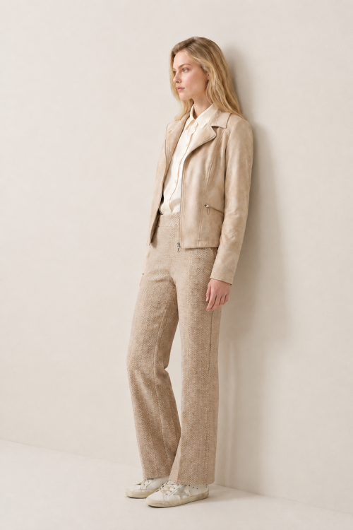 7804 - BROEK SOUL LANO T. - Herringbone Sand