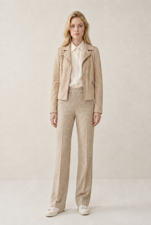 7804 - BROEK SOUL LANO T. - Herringbone Sand