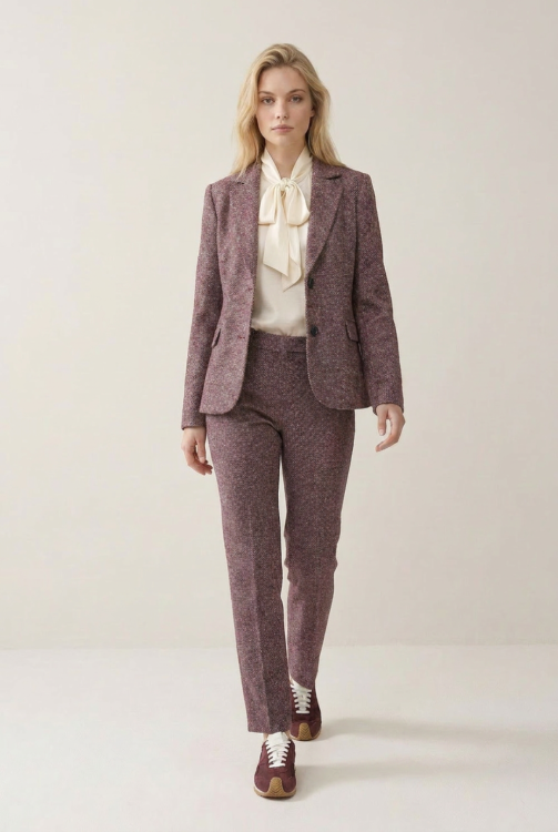 7815 - BROEK ZIGGY LANO LUREX - Donegal Tweet Burgundy