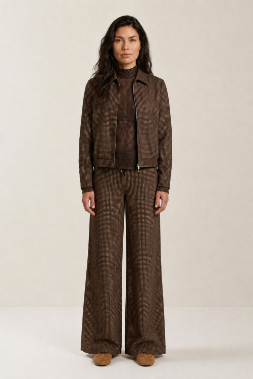 7829 - BROEK NOVA LANO TAPE  - Harris Tweed Choco