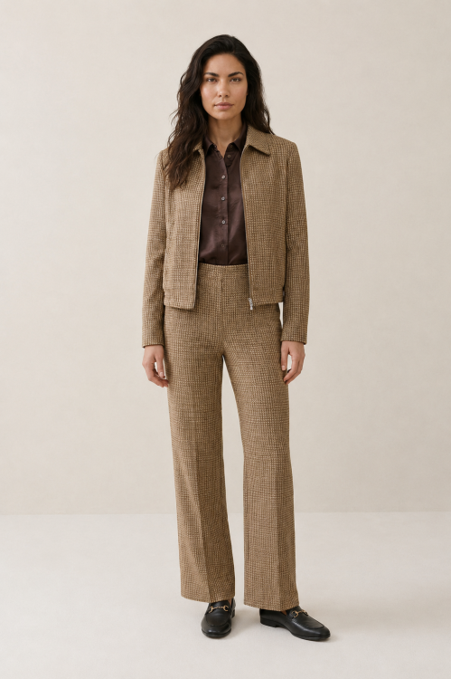 7843 - JACKET EMMY LANO LUREX RUIT - Higgens Ruit Sand