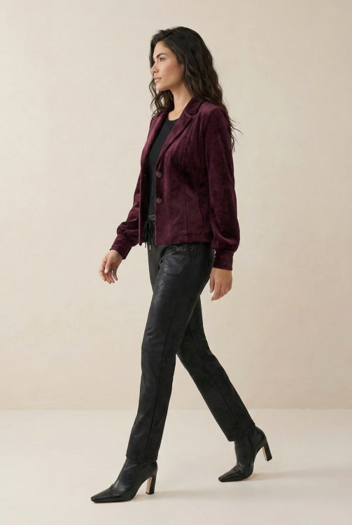 7870 - BLAZER LORA VELOUR - Burgundy