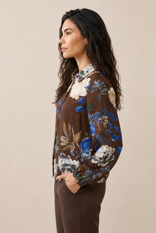 7887 - BLOUSE FARAH PRINT - Woods Choco
