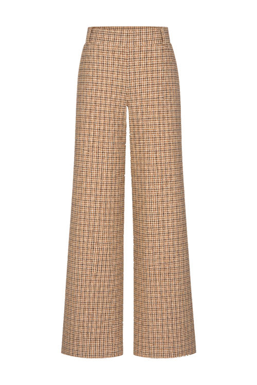 7824 - BROEK NOVA LANO LUREX RUIT - Higgens Ruit Sand