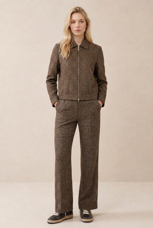 7845 - JACKET EMMY LANO LUREX - Donegal Tweed Choco