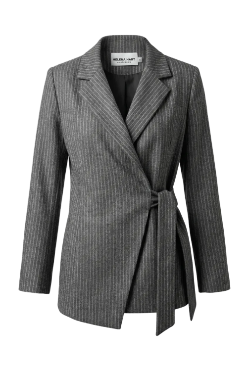 7971 - BLAZER OVERSLAG LANO PIQUE  - Streep Dandy Antra