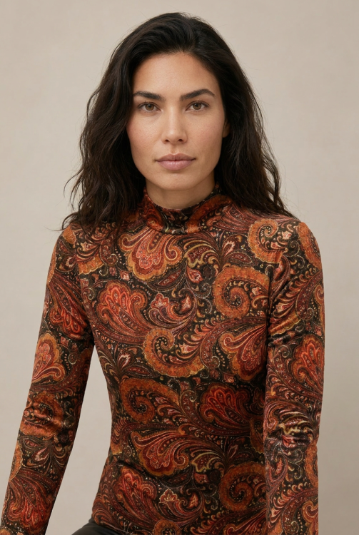 7989 - COL PRINT PAISLEY - Cognac
