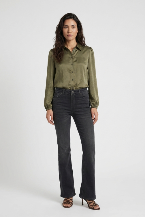 7620 - BROEK FLAIR DENIM - Black