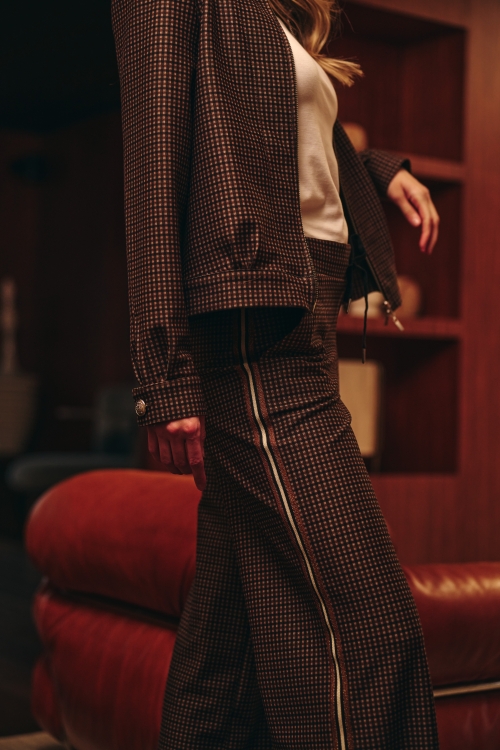 7829 - BROEK NOVA LANO TAPE  - Harris Tweed Choco