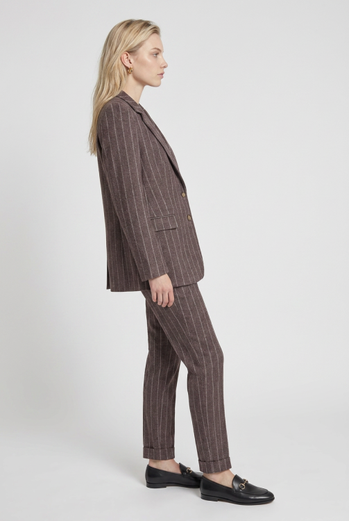 7901 - BROEK ZIGGY LANO PIQUE - Streep Clyde Choco