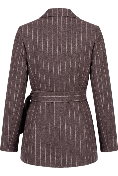 7971 - BLAZER OVERSLAG LANO PIQUE  - Streep Clyde Choco